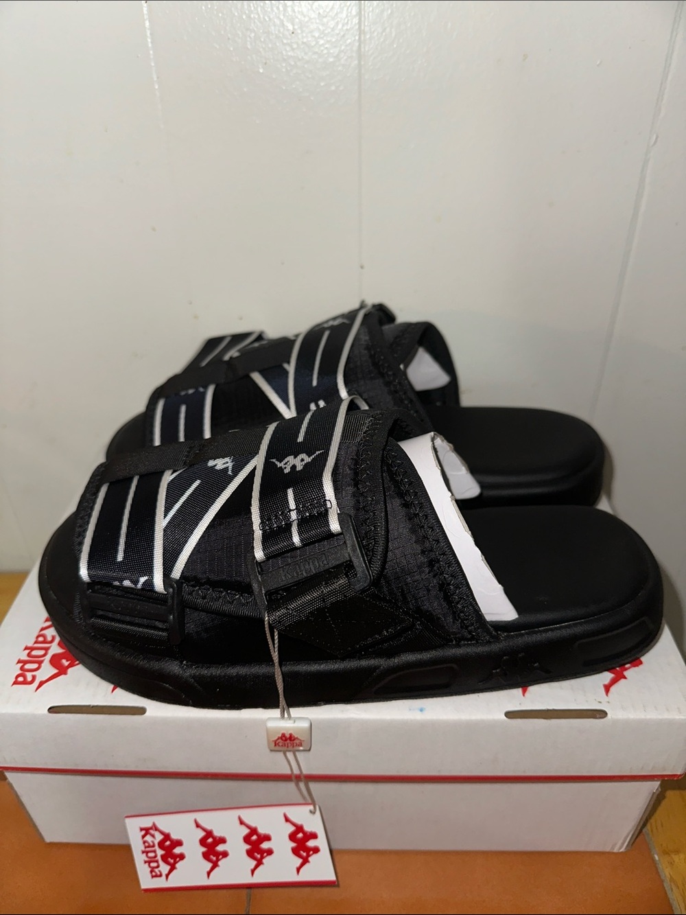 Kappa Men Black and White Slide Sandals
